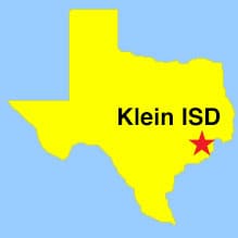Image- state of Texas showing where Klein ISD is - Houston area