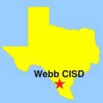 Image: Outline of Texas map showing where Webb CISD is on the map.