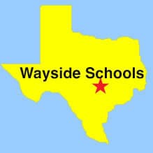 Outline map showing where Wayside Schools charter is - in the Austin Area