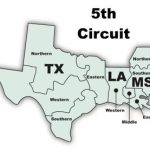 U.S. Fifth Circuit Court of Appeals- map of the jurisidictions of the three states - Texas, Louisiana, Mississippi