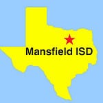 Image: Texas outline map showing location of Mansfield ISD near Fort Worth, TX