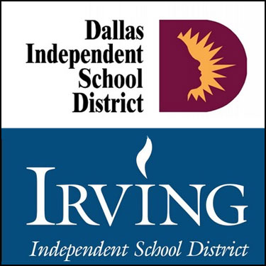 Image: Dallas and Irving ISD logos, combined, one on top of the other