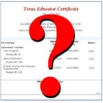 Clip Art: illustration of Texas Educator Cerificate with Question mark
