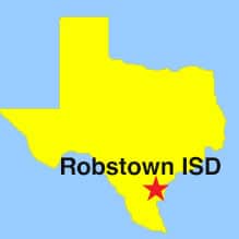 Thumbnail image: Outline of Texas map with a "star" showing the location of Robstown ISD