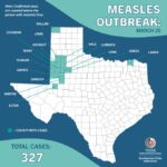 Image: graphic showing counties of confirmed measles locations