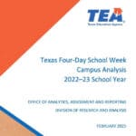 Image: Cover page of Texas Four-Da School Week Campus Analysis 2022-23 School Year"
