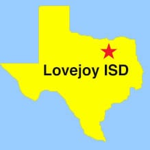 Texas Map - Lovejoy ISD depicted with a star at its location