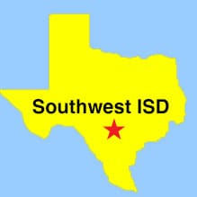Image: Tx outline map specifying location of Southwest ISD