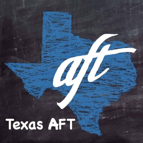 Logo: Texas AFT as if drawn on chalk board