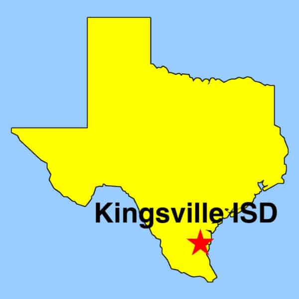 Image: Outline of Texas map depicting location of Kingsville ISD