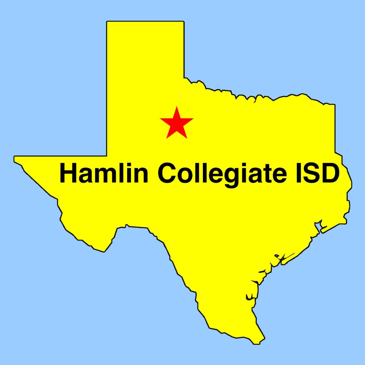 Texas map depicting approximate location of Hamlin Collegiate ISD
