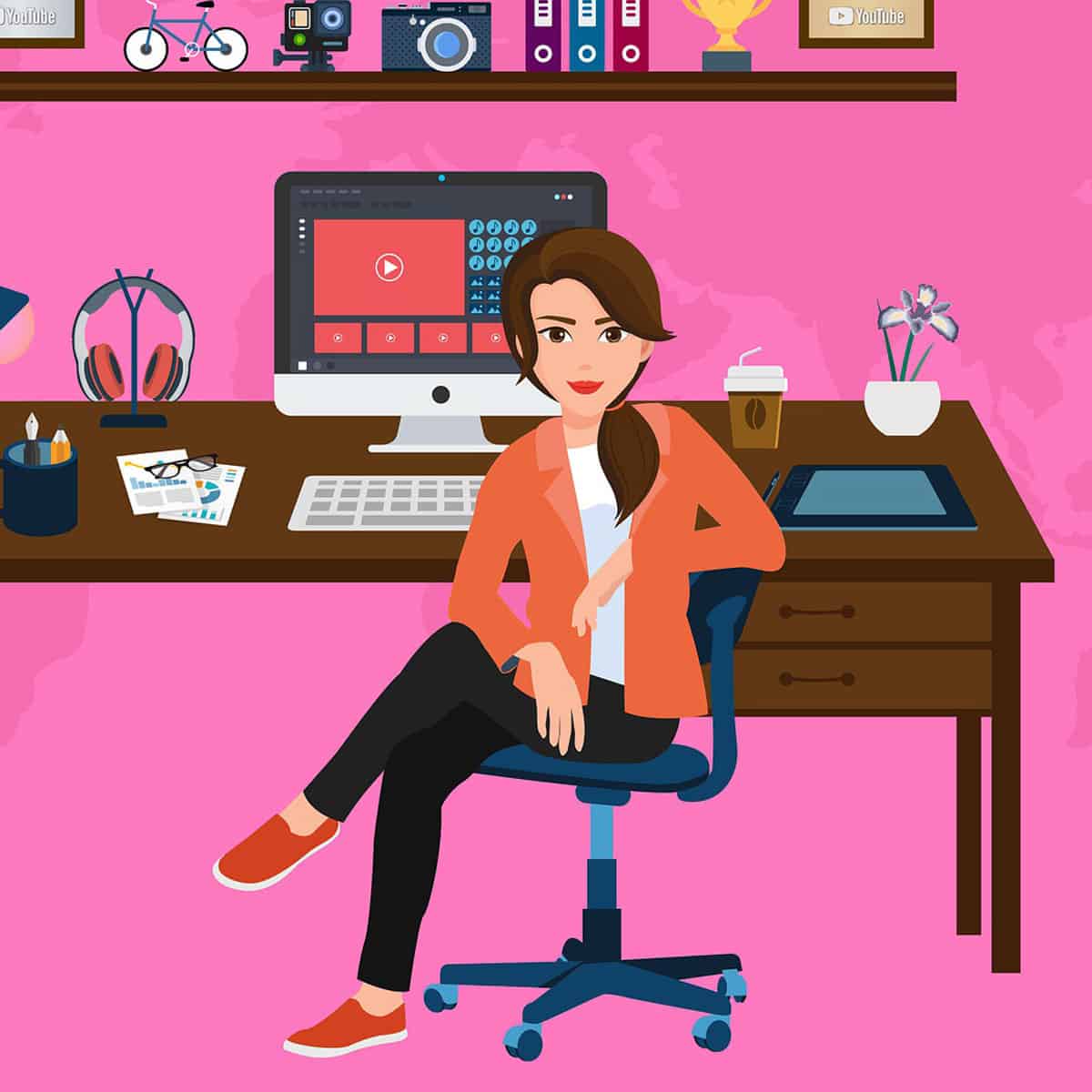 Clip art- Woman at Home Office