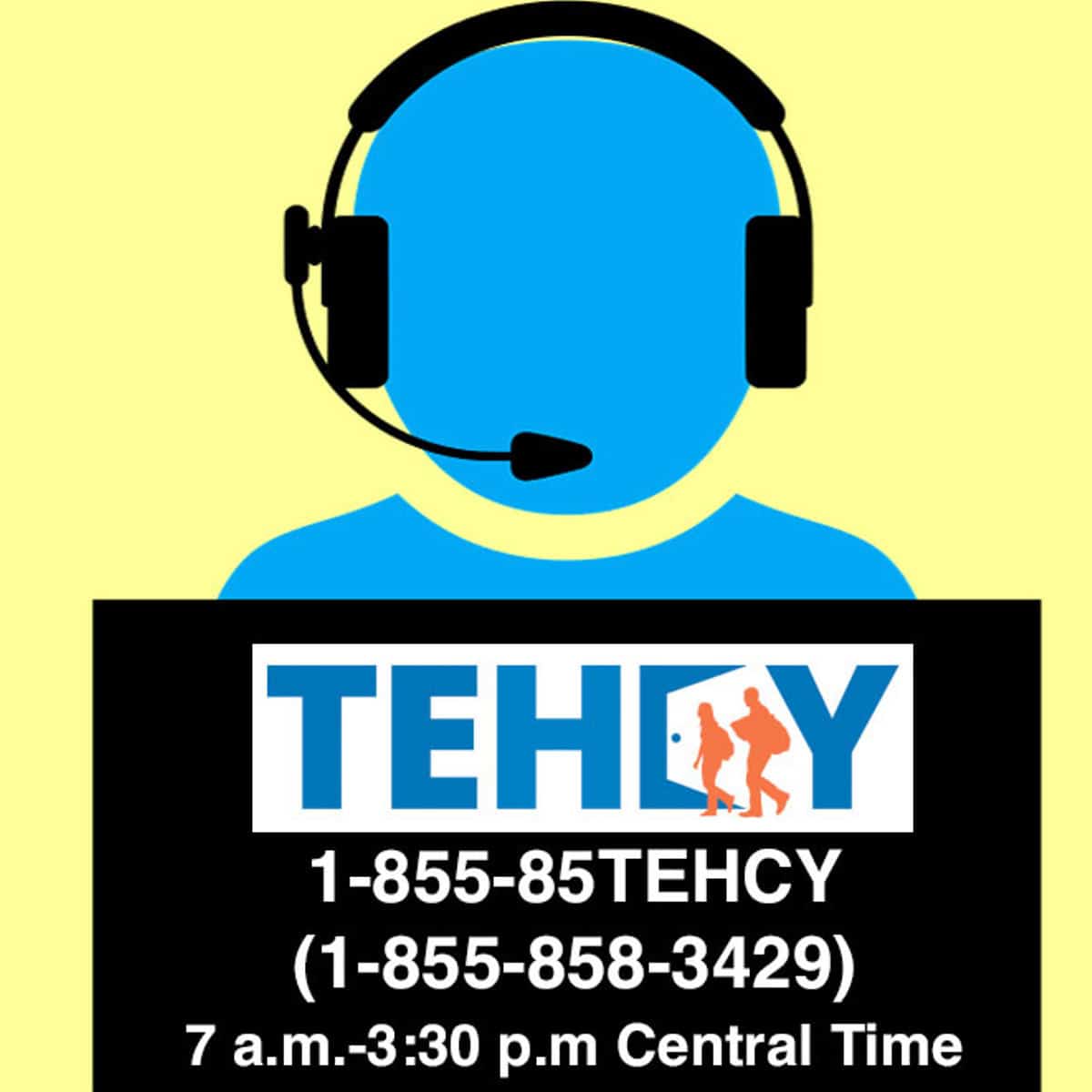 Click art: Image of telephone support person and hotline number 1-855-85TEHCY (1-855-858-3429). Monday-Friday 7 a.m. to 3:30 p.m. central time