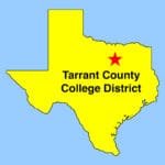 Texas Outline map depicting approximate location of Tarrant County College District