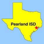 Simple map showing location of Pearland ISD near Texas Gulf Coast