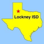 Image: Simple Texas map with "star" denoting location of Lockney ISD