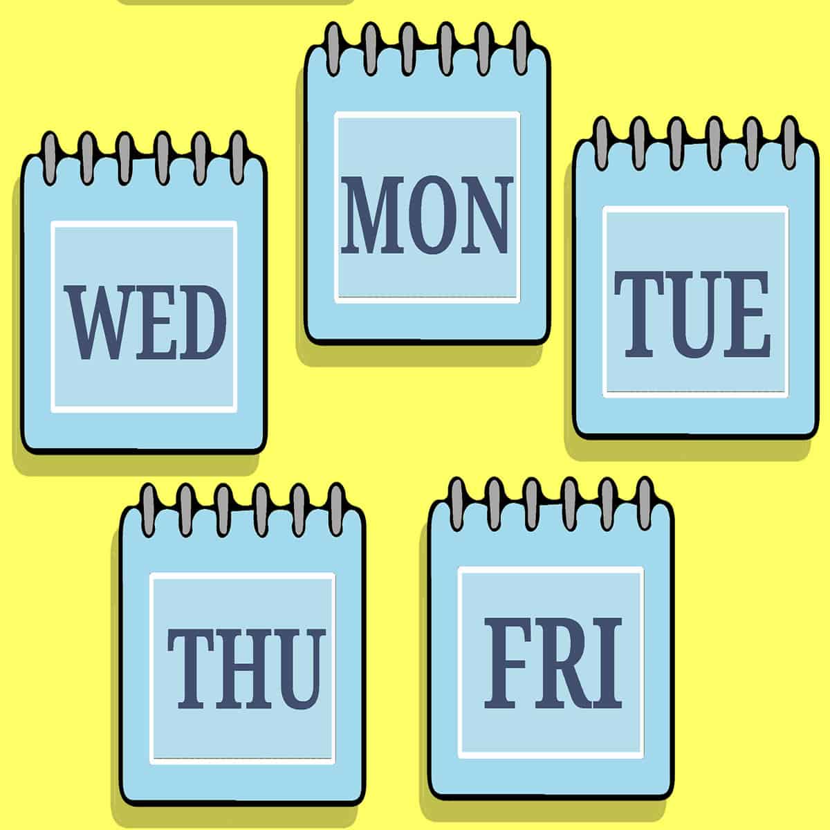 Clip art - Monday through Friday illustration