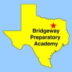 Image: Simple Texas map showing location of Dallas Area Bridgeway Prepatory Academy