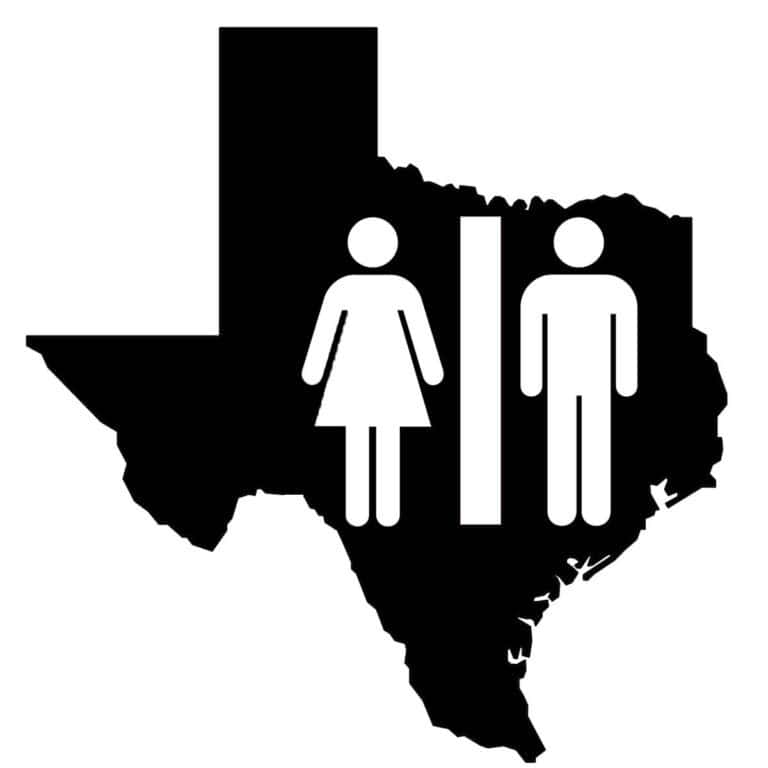 Image: Superimposed Bathroom Gender Symbol on State of Texas