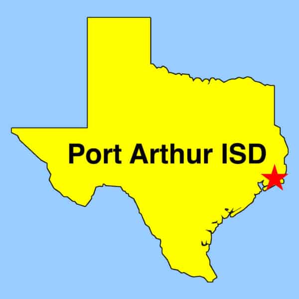 Image: Texas outline map depicting Port Arthur ISD location