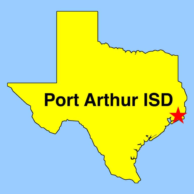 Image: Texas outline map depicting Port Arthur ISD location