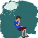 Clip Art: Sad young person with cloud hanging over head