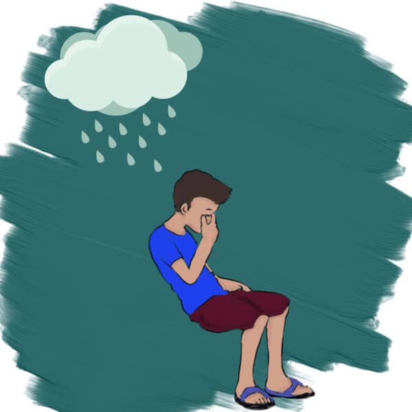 Clip Art: Sad young person with cloud hanging over head