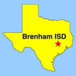outline map Texas with Star depicting location of Brenham ISD