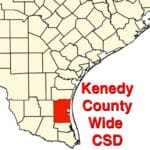 Map of Texas, with Kenedy County denited as red colored county
