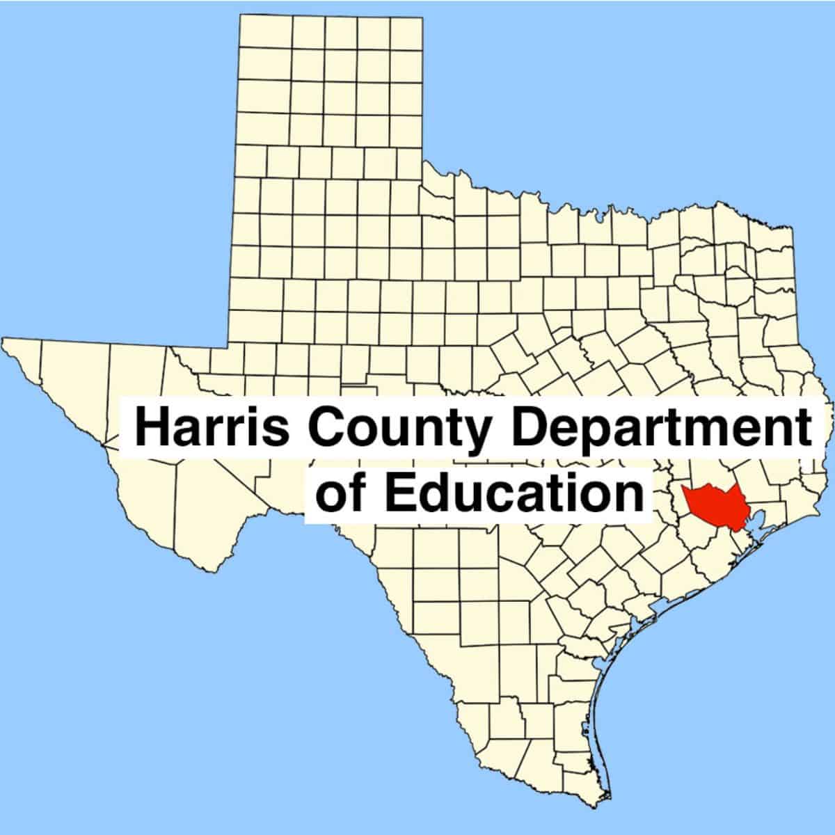 Texas map depicting Harris County Department of Education