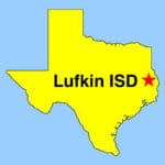 Thumbnail image: Outline map of Texas, with STAR depicting approximate location of Lufkin ISD