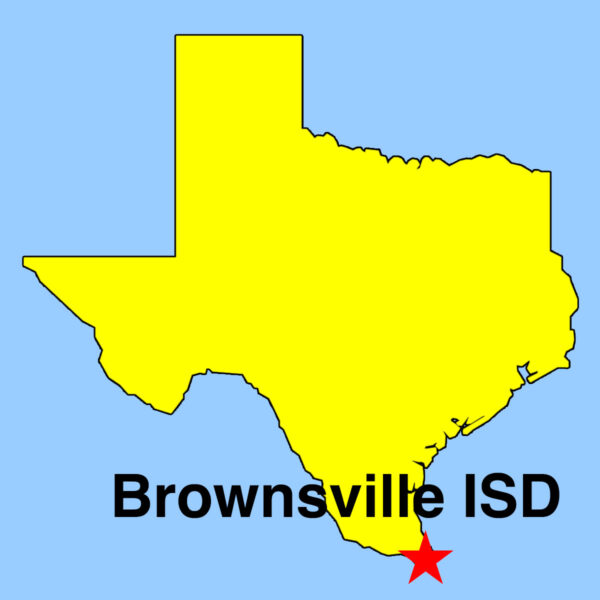 Outline map, showing location of Brownsville ISD in South Texas