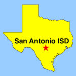 Outline map, with location of San Antonio ISD denoted by a Star