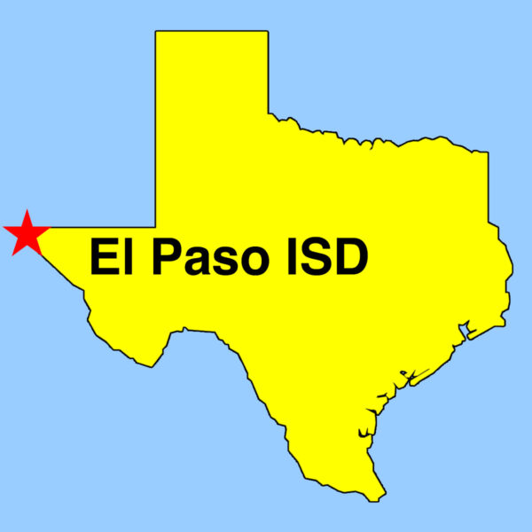 Texas Outline Map showing location of El Paso ISD with a "star" designation