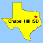 Texsa outline map, with "star" denoting location of Chapel Hill ISD