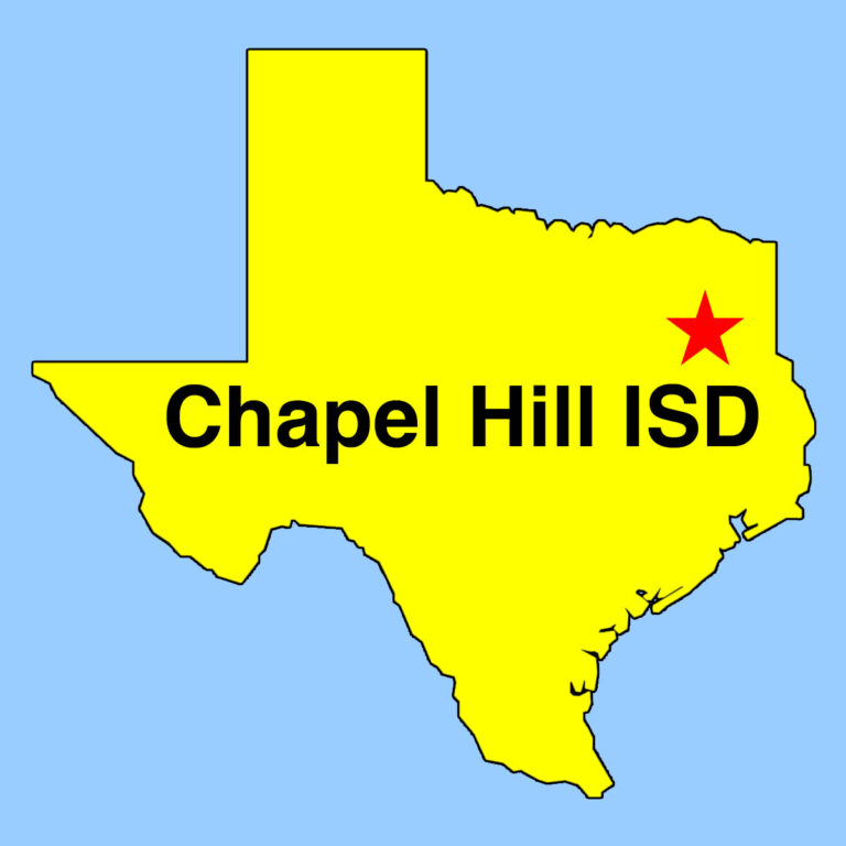 Texsa outline map, with "star" denoting location of Chapel Hill ISD