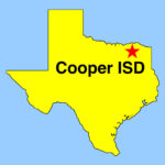 Image: Texas outline map with "star" denoting location of Cooper ISD
