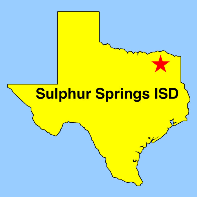 Image: Sulphur Springs ISD located on Texas outline map