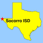 Outline map of Texas with star denoting location of Socorro Isd